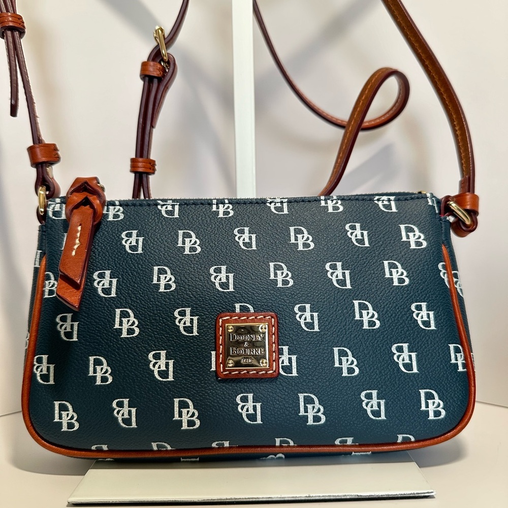 Dooney & Bourke Signature Coated Canvas Small Crossbody Bag, Blue, EUC